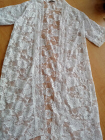 Dámské saténové pyžamo 44 - 46 + krajková košilka bílá L - 4