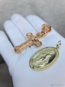 Zlatý přívěsek Ortodoxní křížek 585/14k růžové zlato - 4