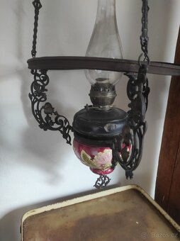 Starožitná petrolejová lampa stahovačka - 4