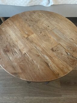 Designový konferenční stolek – masivní dřevo a kov - 4