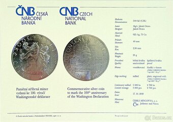 Paměťní stříbrná mince 500 Kč - Washingtonská deklarace - 4
