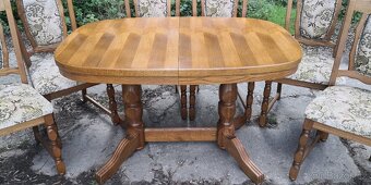 Masivní jídelní stůl + 6x masivní židle TOP STAV - 4