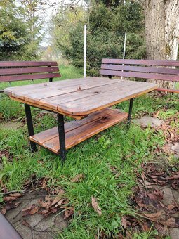 Zahradní posezení set -stůl a 4 lavice - 4