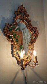 Starožitné osvětlené zrcadlo, lampička . - 4