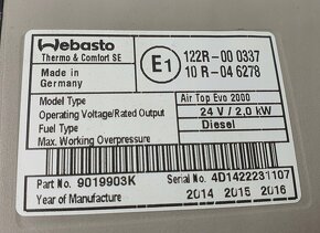 Webasto Air top Evo 2000 Volvo FH, Renault T - 4