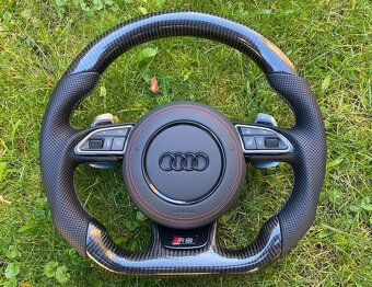 AUDI VOLANT CARBONOVY - zkoseny - karbon - perforovana koža - 4