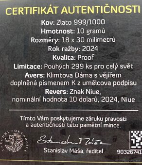 Zlatá mince Gustav Klimt - 4