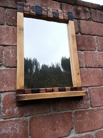 Zrcadlo v dřevěném rámu 60x95cm - dřevěná mozaika - 4