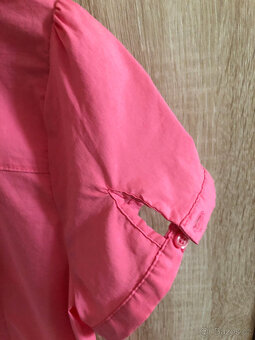 Dámská růžová košile, s krátkými nabíranými rukávky vel.40 - 4