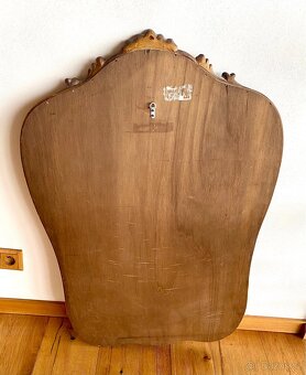 Staré velké zrcadlo s dřevěným rámem a fazetou - 4