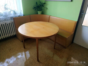Oválný/kulatý rozkládací jídelní stůl. Česká výroba. Retro. - 4