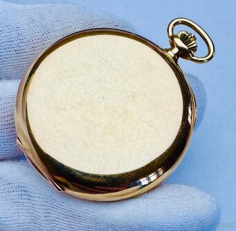 14K ZLATÉ PÁNSKÉ TŘÍPLÁŠŤOVÉ KAPESNÍ HODINKY OMEGA - FUNKČNÍ - 4