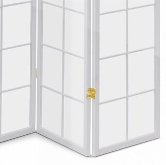 4 dílný dřevěný paravan bílý, černý - 4