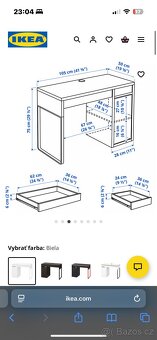 Pracovní stůl, bílá barva - 4