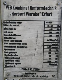 Hydraulický tušírovací lis ERFURT - 4