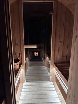 Venkovní Finská Sauna z ThermoWoodu - kamna na dřevo + sud - 4