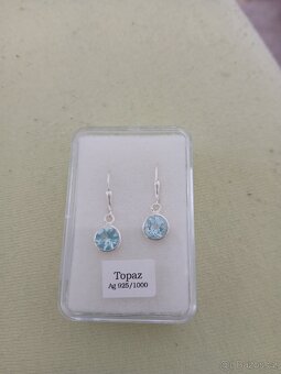 Nové visací stříbrné náušnice Topaz sky blue - 4