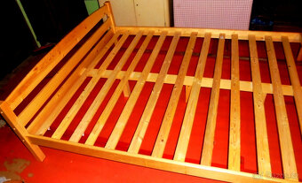 Postel manželská 210x165 cm dřevěná - 4