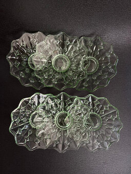 6x talířek 17 cm, zelené sklo, Heřmanova huť - 4