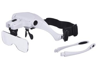 Nepožitá náhlavní lupa s 5 čočkami a LED světlem - 4