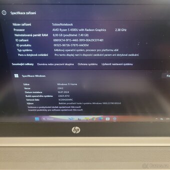 Notebook HP 8GB RAM AMD Ryzen 5 / 256GB / 15,6" - 4
