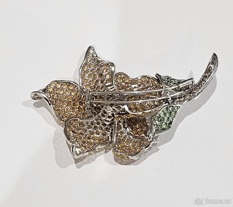 BROŽ LUXUSNÍ 34.6g. DIAMANTY SAFÍRY CITRÍNY - 4