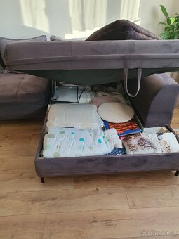 Rohová pohovka,rozkládací, s úložným prostorem - 4