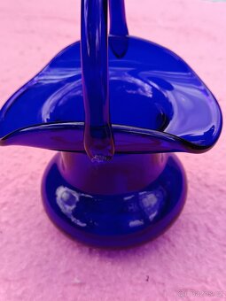 Skleněný modrý košík - 4