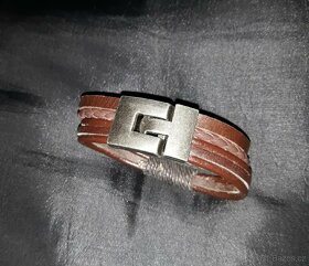 Nový pánský značkový náramek Hugo Boss hnědý kožený 21,5 cm - 4