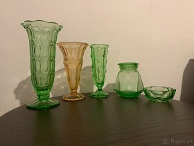 Uranové sklo - vázy a dózy - 4