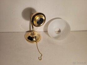mosazná lampa, lampička s vypínačem, bílé stínidlo, až 6ks - 4