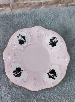 Růžový porcelán,šálek s podšálkem, Chodov - 4
