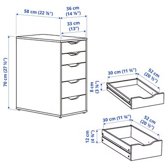 Zásuvkový díl, bílý ALEX, Ikea - 4