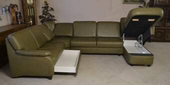 Kožená, rohová sedací souprava do tvaru "U". - 4