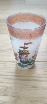 Džbán a 2 sklenice lovecký motiv stare sklo - 4