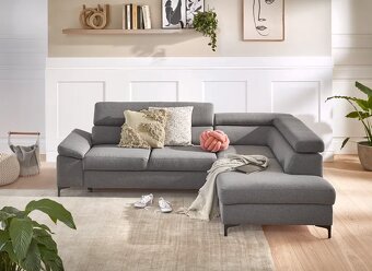 Rohová rozkládací sedací souprava z úložným prostorem - 4