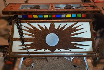 Lustr zdobený - mosaz a barevné sklo - originál - 4
