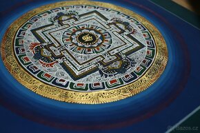 Ručně malovaná tibetská mandala thangka z Indie 1 - 4