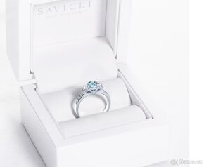 Prsten Modrý Aqvamarín, safíry i diamanty - 4