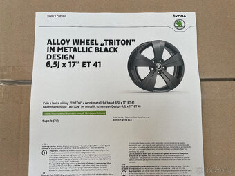 NOVÉ ALU TRITON BLACK ŠKODA SUPERB 3 6,5x17 ET41 - 4