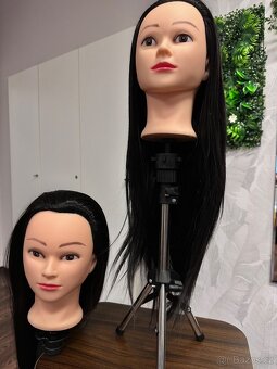 Trénovací hlava s termo vlasy + 2 stojany (na copánky, účesy - 4