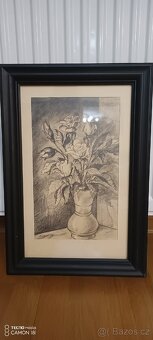 Pěkný obraz v dřevěném rámu,orig.kresba,signovaný - 4