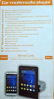 1DIN LCD bluetooth 9,5inch dotykové multimediální vertikální - 4