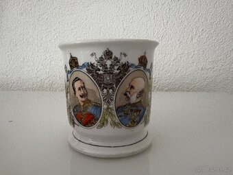 Starožitný porcelánový hrnek František Josef I. a Wilém II. - 4