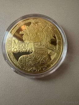 Prodám kovovou dekorační minci s vánočním motivem suvenýr - 4