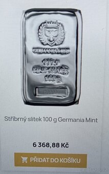 Stříbrný Slitek 100g čistého stříbra Germania Mint - 4