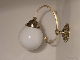 secesní mosazná lampa, lampička, bílé nebo matové stínidlo - 4