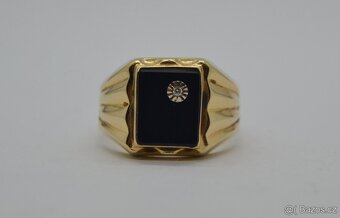 Zlatý prsten pánský 14 k s briliantem - 4