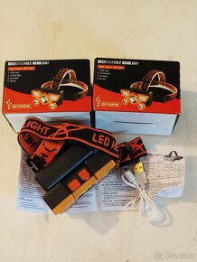 VODĚODOLNÁ ČELOVKA, 5 LED, USB DOBÍJENÍ - ZLATÁ - 4