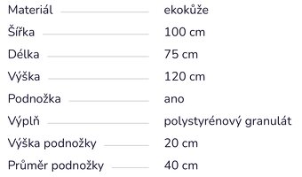Černý koženkový sedací vak s podnožkou - 4